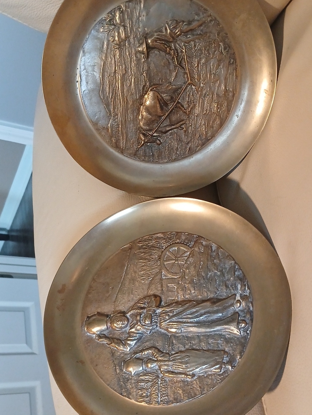 Antique-Style Solid Brass Wall Plaques - Pair